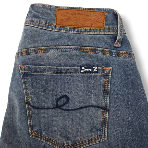 EUC Seven 7 Mid Rise Slim Fit Legging Denim Jeans Sz. 4 [27.5] x28 Vintage Blue - Picture 5 of 10